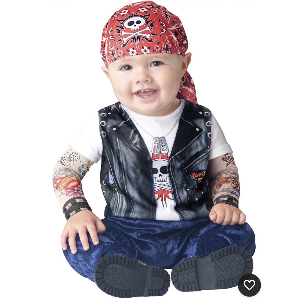 Born to be Wild Biker Jumpsuit Infant/Toddler Halloween Costume  9-12 Month New